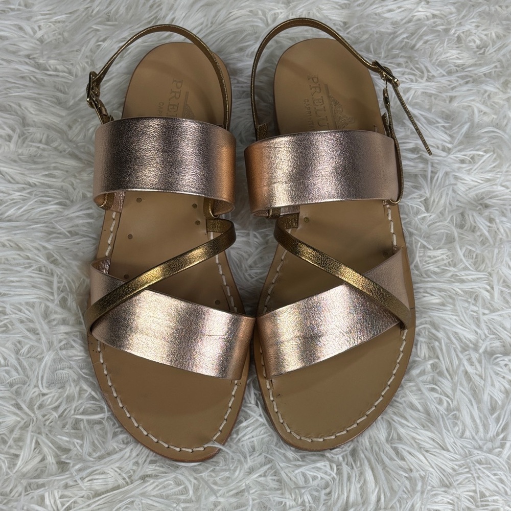 Preludio Metallic Rose Gold Leather Slingback Sandals